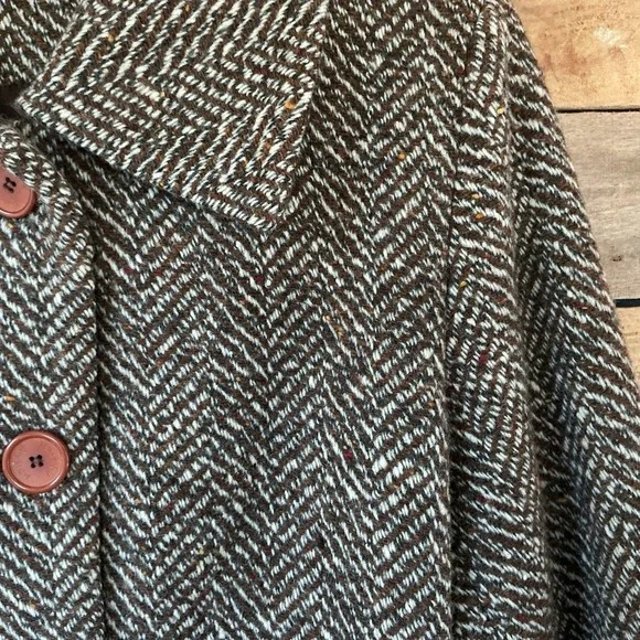 Vintage Ansich Women's 8-10? Brown Tweed Coat Korea Old Money Classic Preppy Y2K - Picture 2 of 10